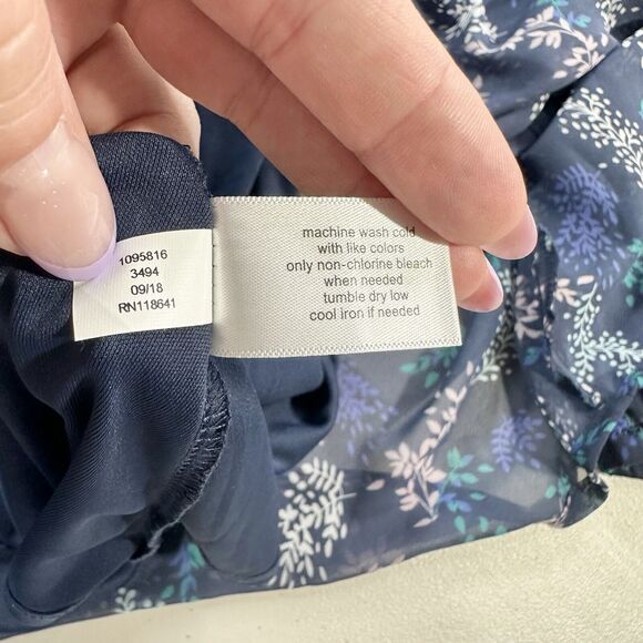 Lane Bryant Floral Midi Dress Smocked Waist Chiffon Size 28 Blue, Pink - Picture 8 of 11